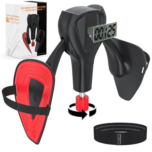 3rd Gen Thigh-Train 0-100 lbs Adjustable Resistance Inner Thigh Train Exercising Counter with Leg Straps Band Pelvic Floor Kegel Hip Exercise Workout Equipment Pilates Women Men (Black)