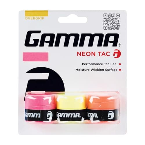Gamma Sports Neon Tac Overgrip, Tacky Grip for Tennis, Pickleball, Squash, and Badminton Racquets, Assorted 3 Pack