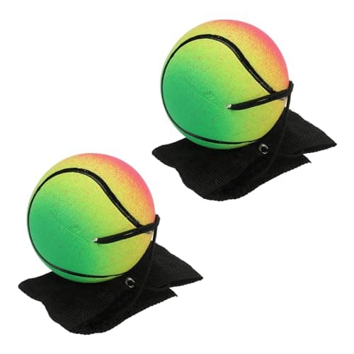 PATIKIL 2.5 Inch Sports Wrist Ball, 2Pcs Tennis Rubber Rebound Wristband Wrist Return Ball Sport on a String for Exercise Play, Mixed Colors