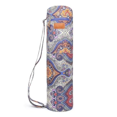 ELENTURE Canvas Yoga Mat Bag with Adjustable Strap & Pockets, Full-Zip Travel Gym Tote for Women & Men, Fits 1/4" & 1/3" Thick Mats, Lightweight Carrier for Yoga, Studio, Workout, Outdoor Use