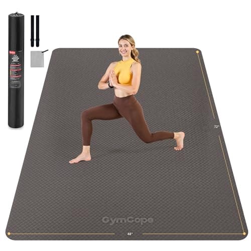 GymCope Extra Large Yoga Mat – 72"x48" or 78"x57", Non-Slip TPE Exercise Mat for Women & Men, Available in 1/4" to 1/2" Thickness, for Home Gym, Yoga, Pilates & Barefoot Workouts, with Towel, Straps & Carry Bag