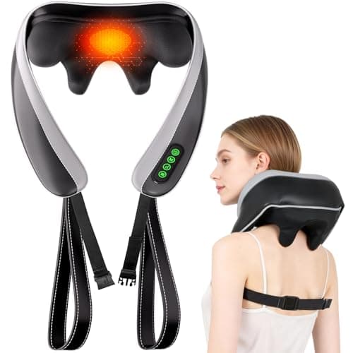 Senluyi 6D Neck Massager for Pain Relief Deep Tissue, Kneading Shiatsu Neck and Shoulder Massager with Heat,Cordless Massager for Back and Shoulder Pain, Mothers Day Gifts for Women Fathers Day Men