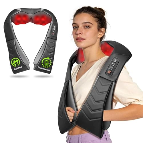 UFFAE Cordless Shiatsu Neck and Back Massager with Heat, Electric Deep Tissue Kneading Neck and Shoulder Massage, Best Gifts for Women Men Mom Dad Mothers Fathers Day Birthday Gift, Black (Cordless