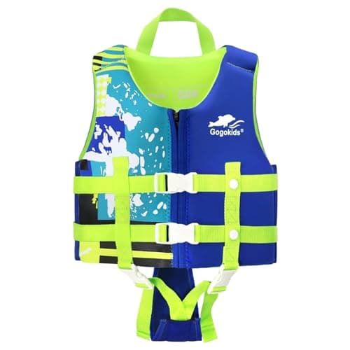 Gogokids Toddler Swim Vest, Premium Swim Vest for Kid Swimming Jacket for 30-40-50-60-70-80 Lbs Girls and Boys, Toddler Floaties Swimming Aid with Dual Safety Strap for 2-9 Years in Pool/Puddle/Beach