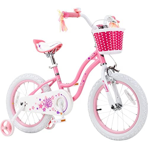 RoyalBaby Girls Bike with Training Wheels, Stargirl Kids Bicycle 12 Inch Toddlers to Big Kids 3-4 Years, Star Pink
