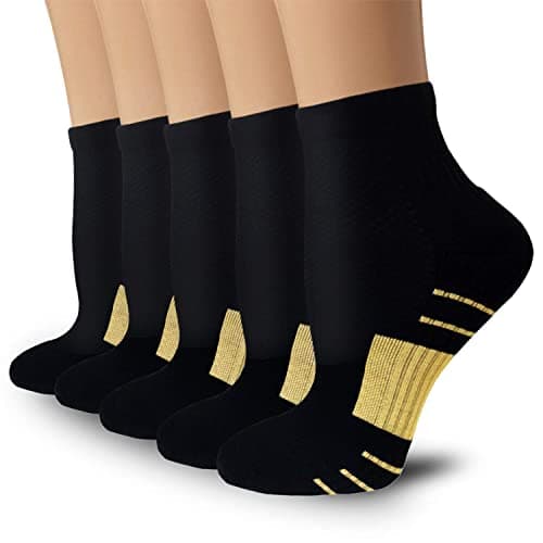Aoliks Copper Ankle Compression Socks for Women & Men - Plantar Fasciitis Arch Support Running Socks for Athletic, Gifts for Runners