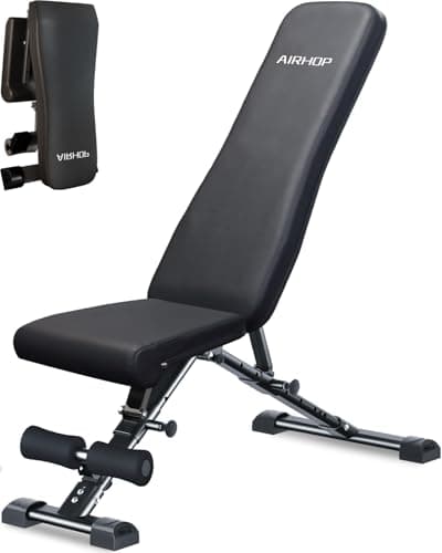 AIRHOP Upgraded Adjustable Weight Bench, Bench Press Full Body Workout, Quick Fold Space Saving, Workout Bench for Home Gym Strength Training