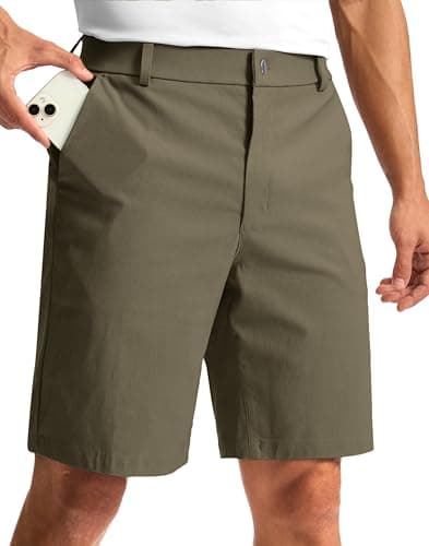 G Gradual Men's Golf Dress Shorts 5"/ 7"/ 9" Stretch Casual Work Flat Front Shorts for Men with 3 Pockets Quick Dry(Dusty Khaki,L9 W34)