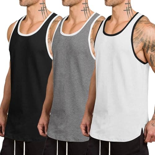 COOFANDY White Tank Mens Workout Tank Top Beach Sleeveless Shirts Loose Fit Tanks for Summer Beach Swim
