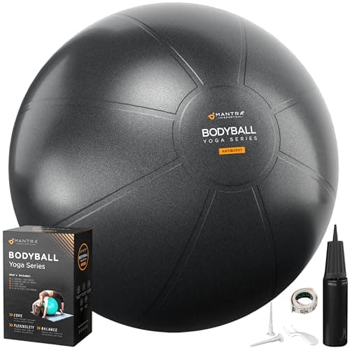 MANTRA SPORTS Exercise Ball – Yoga Ball for Pilates & Fitness - Birthing for Pregnancy, Stability, Core, Balance, Therapy for Physical Rehab, Workout for Home Gym & Office Chair, Fast Pump Included