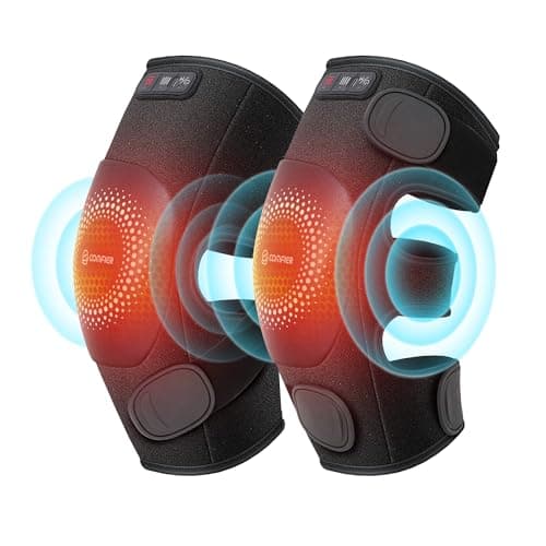 COMFIER Cordless Knee Massager with Graphene Heating, 3 Vibration Motors, Rechargeable Heated Knee Brace with 5 Modes & 3 Heat Levels, Portable Heating Pad for Men Women Seniors, Gift for Mom Dad