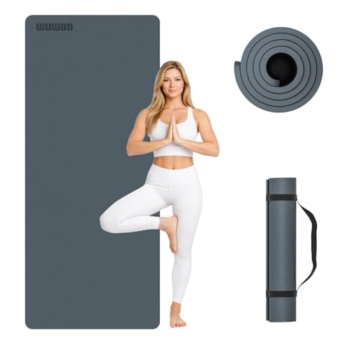 10 mm Yoga Mat 72"x26" TPE Non-Slip Exercise Mat 0.4" Thick, Easy-to-Carry Fitness Mat for Yoga, Pilates & Workout, Made with Recyclable Material, Durable, Easy to Clean (Blue)