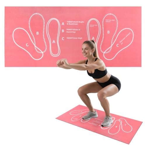 Workout Squat Pad with Foot Position, Non-Slip & Stabilizing Squat Mat, 31'' X 13.6'' Gym Pad for Squats, Leg Training and Lunges, Portable Mat is the Ideal for Fitness Enthusiasts (Pink)