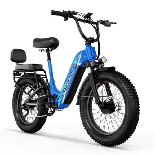 Cybervelo 1500W Motor Peak Electric Bike for Adults and Teenagers, 48V 20AH Removable Battery Step Thru EBike, 30+MPH, 80 Miles Max Range, 20" Fat Tire Adult Electric Bicycles for 7 Speed