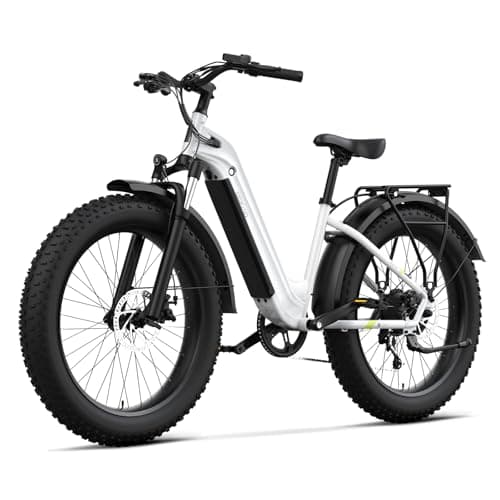 SISIGAD Electric Bike for Adults,1500 W(Peak) Motor, Speed Can Reach 28 mph, 48V Battery, Max Travel 60 Miles Electric Mountain Bike, Equipped with 26 * 4.0" Fat Tire,7-Speed Ebike（White Gray）