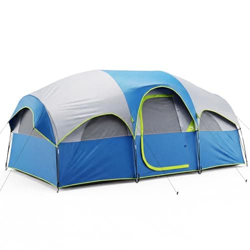 OLIXIS 8 Person Camping Tent, Tool-Free Setup Family Tent, 78.7in Tall Double Layer Waterproof, Portable with Carry Bag for Outdoor Trips, Backpacking, Hiking, Navy Blue