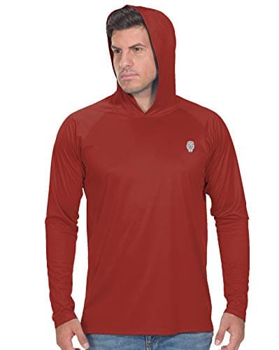Wine Red Shirt for Men Sun Protection - UPF 50+ Outdoor Long Sleeve Shirt Quick-Dry