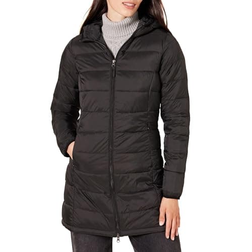 Amazon Essentials Women's Lightweight Water-Resistant Packable Puffer Coat Outerwear, -black, Large