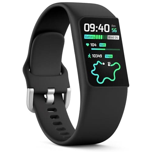FITVII Slim Fitness Trackers, Fitness Watch with 24/7 Heart Rate, Blood Pressure, Blood Oxygen, Stress Monitor, AMOLED Activity Tracker Step Calorie Counter, IP68 Waterproof Smart Watch for Women Men