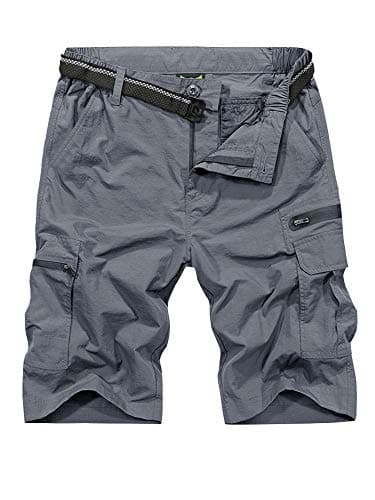 Jessie Kidden Mens Outdoor Casual Expandable Waist Lightweight Water Resistant Quick Dry Fishing Hiking Shorts (6222 Grey 10inch 34)