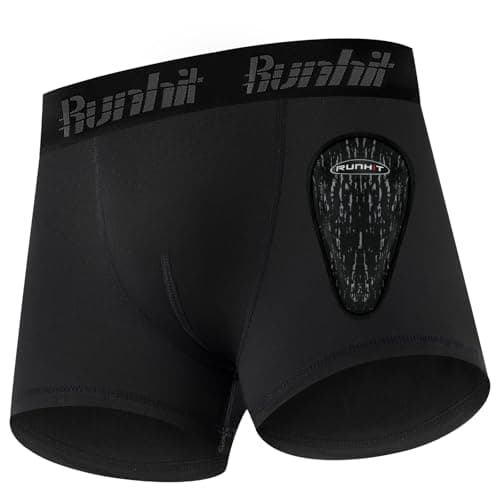 Runhit Boys Baseball Cup Underwear Football Cup Boxer Brief Youth Compression Shorts with Soft Protective Athletic Cup Black XS