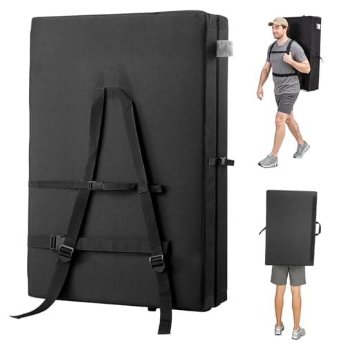 VEVOR Bouldering Crash Pad, Bi-Fold Rock Climbing Crash Pad with Adjustable Backpack Straps and Handle, Foldable Lightweight for Indoor Bouldering & Outdoor Climbing(4x3 ft)