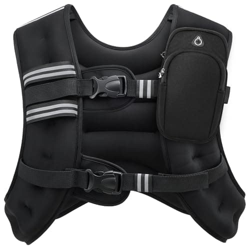 ZELUS Weighted Vest, 6lb/8lb/12lb/16lb/20lb/25lb/30lb Weight Vest with Reflective Stripe for Workout, Strength Training, Running, Fitness, Muscle Building, Weight Loss, Weightlifting, Black(30 lb)