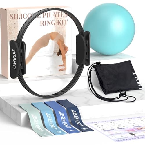 Pilates Ring Kit for Women, Pilates Equipment – 14.5" Home Magic Circle Workout with Pilates Ball, Resistance Bands, Better me Pilates Essentials Starter Set for Beginners Toning Shape Full Body