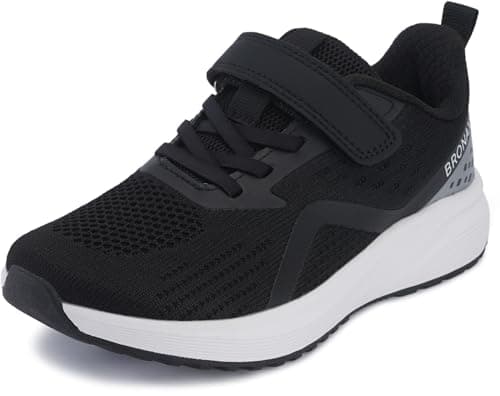 BRONAX Big Kids Wide Width Shoes 2.5w Boys Running Tennis Sneakers Black