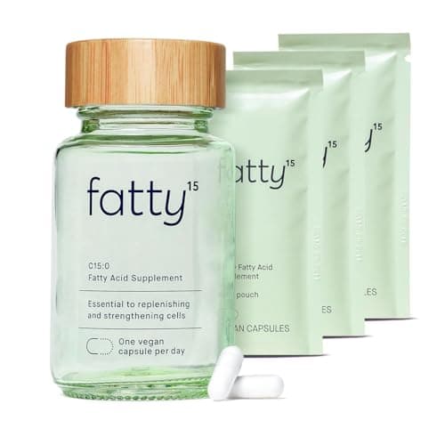 Fatty15 C15:0 Pentadecanoic Acid Healthy Aging Supplement - 3 Month Supply - 3X Cellular Benefits of Omega 3 Fish Oil - Longevity, Metabolic, Wellness & Liver Support - Gluten Free & Sugar Free