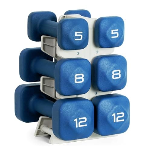Tone Fitness 50 LB Neoprene Dumbbell Set with Storage Rack – Non-Slip, Anti-Roll Hand Weights for Home Gym Workouts - Blue