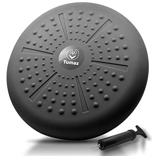 Tumaz Balance Board Cushion - Improves Focus for Kids, Relieves Back Pain, Builds Core Strength (Black, Extra Thick, Pump Included)