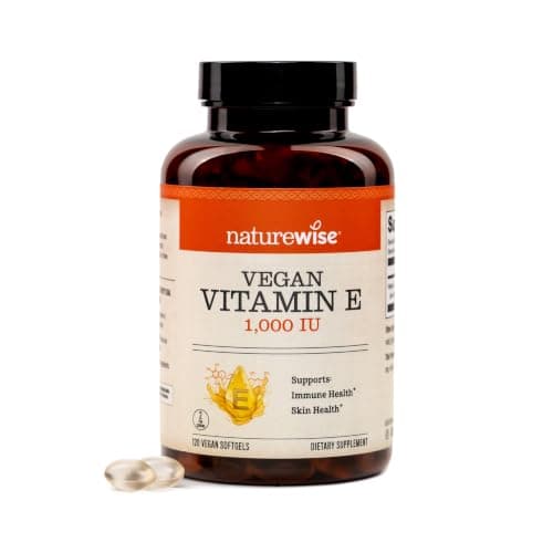 NatureWise Vitamin E 1000 IU Softgels (450mg dL-Alpha) - Vegan, Gluten-Free, Soy-Free, Non-GMO Antioxidant Dietary Supplement for Skin, Heart, Eye, and Immune Health Support - 60-Day Supply, 120 Count