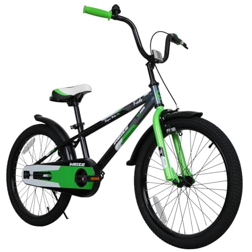 WEIZE Kids Bike, 20 Inch Children Bicycle for Boys & Girls Ages 6-12 Years Old, Rider Height 48-62 Inch, Adjustable Seat & Handlebars, Coaster Brake,Greenblack