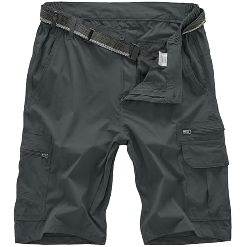 Jessie Kidden Mens Outdoor Casual Expandable Waist Lightweight Water Resistant Quick Dry Fishing Hiking Shorts (6222 Iron Grey 42)