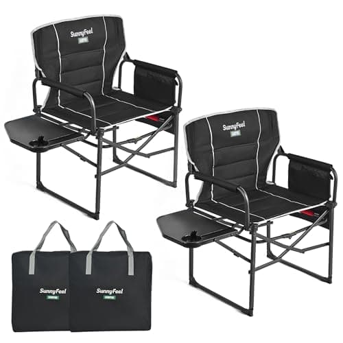 SUNNYFEEL Camping Directors Chair, Heavy Duty,Oversized Portable Folding Chair with Side Table, Pocket for Beach, Fishing,Trip,Picnic,Lawn,Concert Outdoor Foldable Camp Chairs