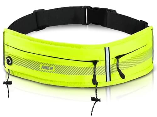 MIER Running Belt for Men Women Slim Fanny Pack Phone Holder Jogging Pouch with Marathon Bib Clip Runner Waist Pack for Walking Cycling for Keys, Cards & Essentials (Neon Yellow)