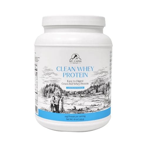 Mt. Capra Clean Whey Protein | Grass-Fed Undenatured Goat Whey Protein Powder | 24 g Protein Per Serving, All Natural, Non-GMO, High in Branch Chain Amino Acids | Unsweetened | 15 Servings - 16 oz
