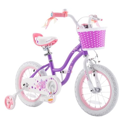 RoyalBaby Girls Bike with Training Wheels and Kickstand, Stargirl Kids Bicycle 16 Inch Toddlers to Big Kids 4-7 Years, Lavender