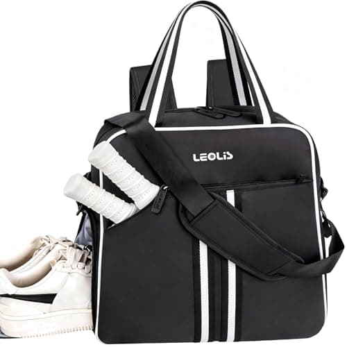 Pickleball Bag Pickle Ball Backpack for Women,Pickleball Accessory Tote Sport Equipment Bag Machine Washable with Shoe Compartment,Wet Pocket,Adjustable Shoulder Strap Fence Hook,Great Gift 30L-Black