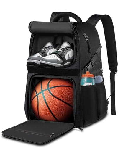 LOINTET Basketball Bag Backpack with Ball Holder Shoes Compartment, Large Basketball Accessories Sports Bag More Pockets for Football, Soccer, Volleyball, Gym, Travel, Black