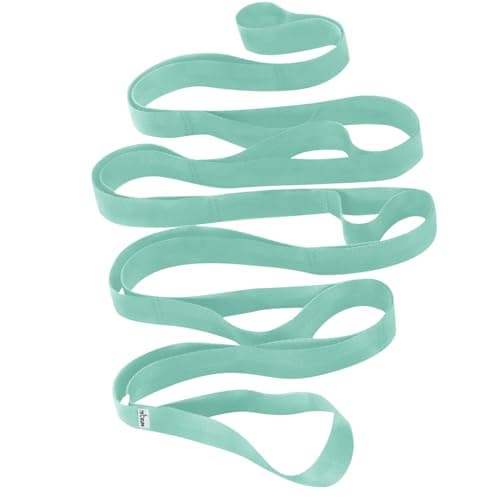 [NEW 2023] TECEUM Yoga Stretching Strap 10 Loops Non-Elastic Strap - Home Workout Stretch Strap for Physical Therapy, Yoga, Pilates plpr 1.5 in LtG