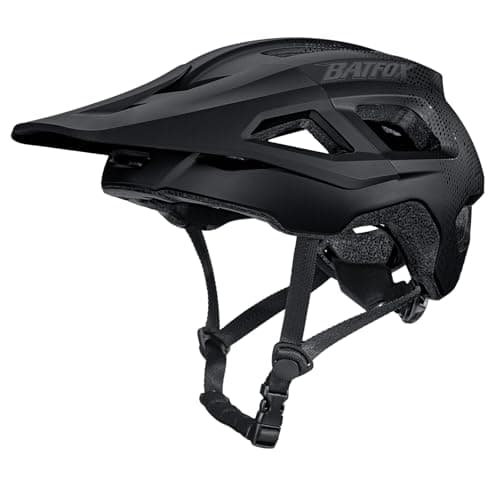 BATFOX Mountain Bike Helmet for Men Women,MTB Bicycle Cycling E-Bike Helmet for Adults Fit(52-60CM) (Black, L(56-60CM))