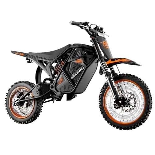 WindoneRide RM7 Electric Dirt Bike for Adults & Teens, 2200W Peak Ebike, 48V 22.5Ah, 37 MPH, 45 Miles, 14"/12" Tire Off-Road Electric Motorcycle, Dual Hydraulic Brakes, Fit Age 13+,Signature Orange