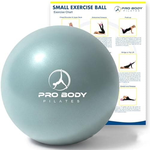 ProBody Pilates Ball 9 Inch - Small Exercise Ball for Stability, Barre, Core, Ab Workouts, Yoga, & Physical Therapy (Mist)