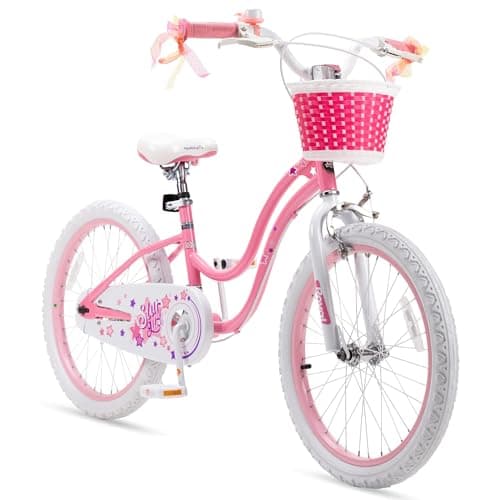 RoyalBaby Girls Bike with Training Wheels and Dual Handbrake, Stargirl Kids Bicycle 20 Inch Toddlers to Big Kids 7-13 Years, Star Pink