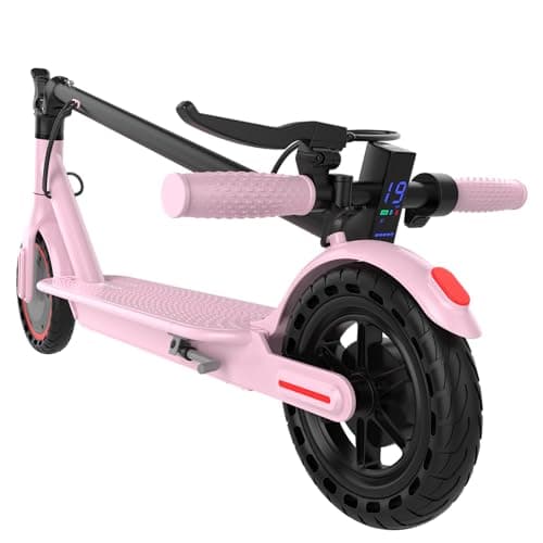 Roinside Pink Electric Scooter - 8.5" Solid Tires, 350W Motor, Up to 19 MPH&16Miles Long-Range Commuting Foldable E-Scooter for Adults with Dual Braking System and Smart App