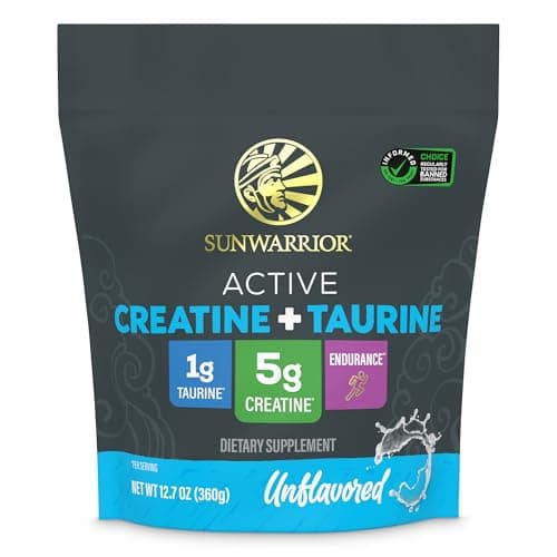 Creatine Monohydrate Powder Taurine Supplement, 5g Creatine Monohydrate 1g Taurine per Serving | Vegan Muscle Strength, Endurance & Recovery Support, Clean Performance Formula | 60 Servings Unflavored