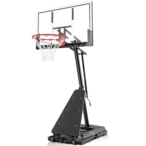 BACKYARD BLITZ Basketball Hoop, 44&48IN&54IN Backboard Portable Basketball Goal System, 10FT Hand-Crank Adjustable Basketball Hoops Outdoor (White, 48in Backboard)