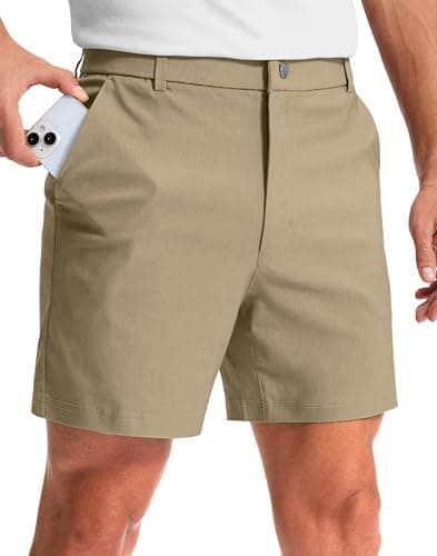 G Gradual Men's Golf Dress Shorts 5"/ 7"/ 9" Stretch Casual Work Flat Front Shorts for Men with 3 Pockets Quick Dry(Khaki,L5 W36)